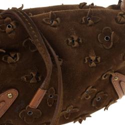 Pre Owned Louis Vuitton Limited Edition Cacao Monogram Suede Onatah Fleurs PM