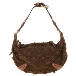 Pre Owned Louis Vuitton Limited Edition Cacao Monogram Suede Onatah Fleurs PM