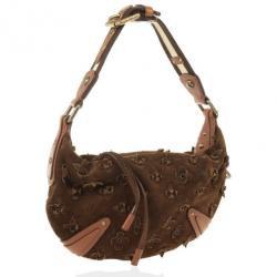 Pre Owned Louis Vuitton Limited Edition Cacao Monogram Suede Onatah Fleurs PM