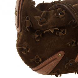 Pre Owned Louis Vuitton Limited Edition Cacao Monogram Suede Onatah Fleurs PM