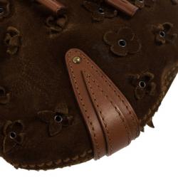 Pre Owned Louis Vuitton Limited Edition Cacao Monogram Suede Onatah Fleurs PM