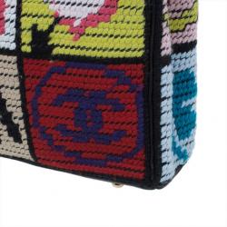 Pre Owned Chanel Multicolor Crochet Tweed "Lucky Charms" Patchwork Pochette
