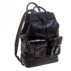 Berluti Dark Burgundy Leather Horizon Backpack 