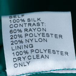 Pre Owned Tadashi Shoji Zardozi Embroidered Green Empire Waist Gathered Gown M