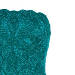 Pre Owned Tadashi Shoji Zardozi Embroidered Green Empire Waist Gathered Gown M