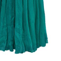 Pre Owned Tadashi Shoji Zardozi Embroidered Green Empire Waist Gathered Gown M