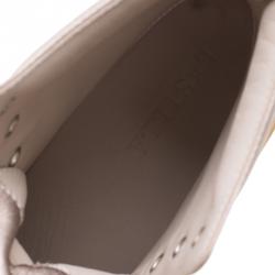 Pre Owned Le Silla Metallic Beige Crystal Embellished Leather High Top Sneakers Size 37