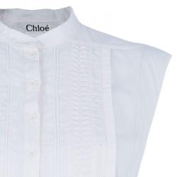 Pre Owned Chloe White Sleeveless Panelled Top M