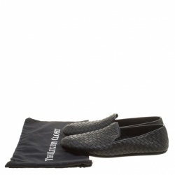 مملوكة مسبقًا Bottega Veneta Black Intrecciato Leather Loafers Size 44