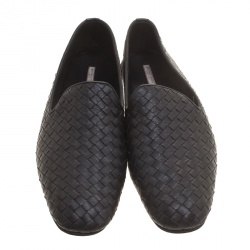 مملوكة مسبقًا Bottega Veneta Black Intrecciato Leather Loafers Size 44