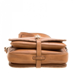 Pre Owned Gucci Tan Leather Medium Marrakech Flap Messenger Bag