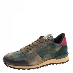 Pre Owned Valentino Multicolor Camo Butterfly Printed Rockrunner Sneakers Size 40