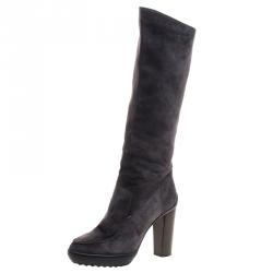 Pre Owned بوت للركبة تودز رايدينغ سويدي رصاصي مقاس 37.5