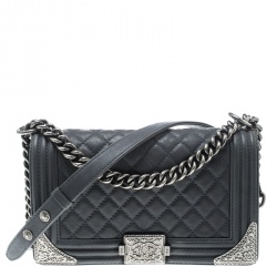 Chanel Handbags Women New Pre Owned Lc Chanel Pale Blue Quilted Leather Medium Paris Dallas Boy Flap Bag