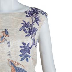 Pre Owned Tory Burch Beige Floral Print Dress M