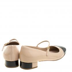 Pre Owned Miu Miu Two Tone Patent Mary Jane Cap Toe Flats Size 36