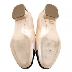 Pre Owned Miu Miu Two Tone Patent Mary Jane Cap Toe Flats Size 36