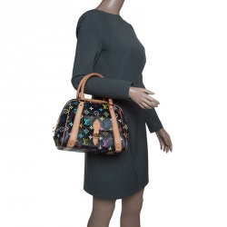 Pre Owned Louis Vuitton Black Multicolor Monogram Canvas Priscilla Bag