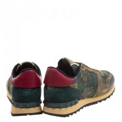 Pre Owned Valentino Multicolor Camo Butterfly Printed Rockrunner Sneakers Size 40