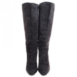 Pre Owned بوت للركبة تودز رايدينغ سويدي رصاصي مقاس 37.5