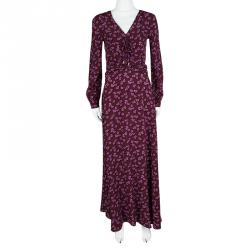 Gucci Resort'14 Multicolor Heart Printed Silk Gathered Maxi Dress S