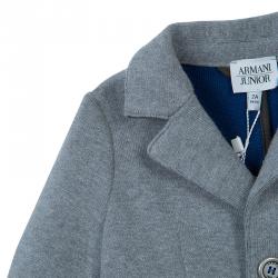 Pre Owned Armani Junior Grey Knit Notched Collar Blazer 2 Yrs