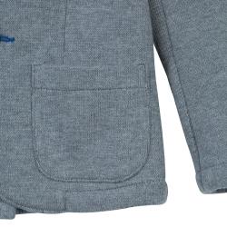 Pre Owned Armani Junior Grey Knit Notched Collar Blazer 2 Yrs