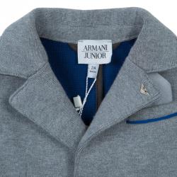 Pre Owned Armani Junior Grey Knit Notched Collar Blazer 2 Yrs