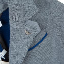 Pre Owned Armani Junior Grey Knit Notched Collar Blazer 2 Yrs