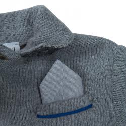 Pre Owned Armani Junior Grey Knit Notched Collar Blazer 2 Yrs
