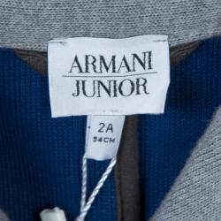Pre Owned Armani Junior Grey Knit Notched Collar Blazer 2 Yrs
