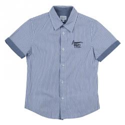 Pre Owned Armani Junior Blue and White Striped Short Sleeve Shirt 8 Yrs