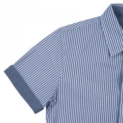 Pre Owned Armani Junior Blue and White Striped Short Sleeve Shirt 8 Yrs