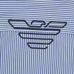 Pre Owned Armani Junior Blue and White Striped Short Sleeve Shirt 8 Yrs