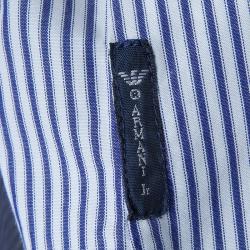 Pre Owned Armani Junior Blue and White Striped Short Sleeve Shirt 8 Yrs
