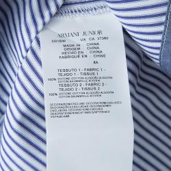 Pre Owned Armani Junior Blue and White Striped Short Sleeve Shirt 8 Yrs