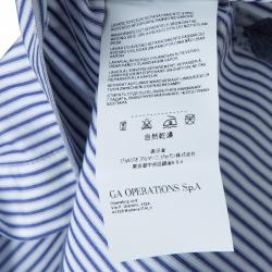 Pre Owned Armani Junior Blue and White Striped Short Sleeve Shirt 8 Yrs