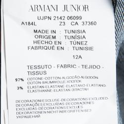 Pre Owned Armani Junior Indigo Dark Wash Denim Sleeveless Ruffle Bottom Dress 12 Yrs