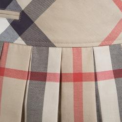 Pre Owned Burberry Children Beige Novacheck Cotton Pleated Serena Mini Skirt 12 Yrs