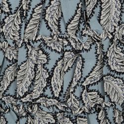 Pre Owned Burberry Children Stone Blue Leaf Printed Silk Sleeveless Dress 14 Yrs