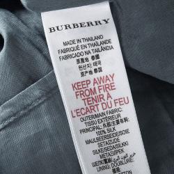 Pre Owned Burberry Children Stone Blue Leaf Printed Silk Sleeveless Dress 14 Yrs