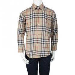 Pre Owned Burberry Beige Novacheck Long Sleeve Button Front Cotton Shirt 6 Yrs