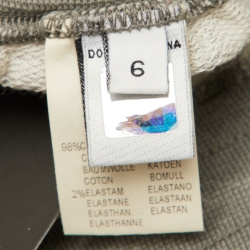 Pre Owned تنورة قطنية رمادية بشعار دانتيل دي أند جي جونيور 6 سنوات