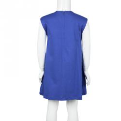  Dior Blue Jersey Asymmetric Pleat Detail Sleeveless Dress 6 Yrs