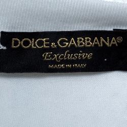 Pre Owned Dolce & Gabbana White Print Cotton DG Crown T Shirt 10 Yrs