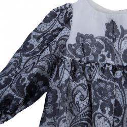 Pre Owned Dolce & Gabbana Monochrome Lace Print Dress 3-6 Mths