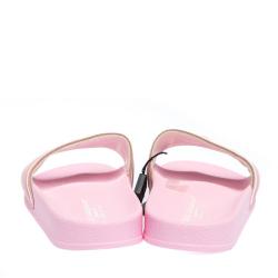 Pre Owned Dolce & Gabbana Pink Leather/Rubber I LOVE D&G Flat Slides Size IT 34 (Kids)