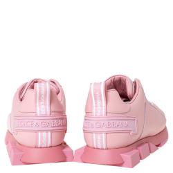 Pre Owned Dolce & Gabbana Pink Leather Super Queen Platform Sneakers Size IT 36 (Kids)