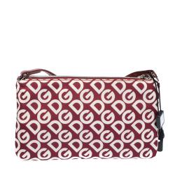 Pre Owned Dolce & Gabbana Burgundy DG Mania Print Nylon Clutch Bag