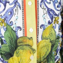 Dolce and Gabbana Multicolor Majolica and Lemon Print Cotton Playsuit 6 Yrs